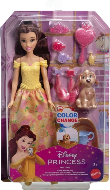 Disney Księżniczka Bella z pieskiem – zestaw do kąpieli i stylizacji