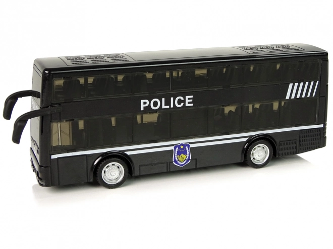 Policyjny piętrowy czarny autobus z napędem ciernym