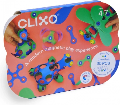 Magnetyczne bloki Clixo Crew pack, zielony i niebieski