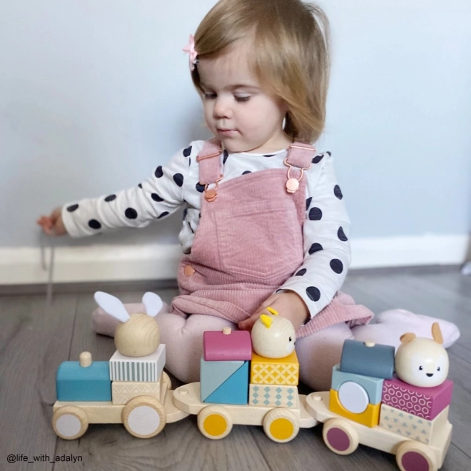 Bigjigs Baby Drewniany pociąg ze zwierzątkami