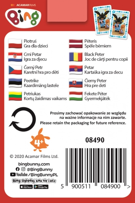 Dziecięca gra karciana Czarny Piotruś z króliczkiem Bingiem