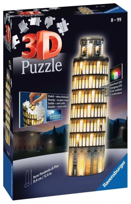 RAVENSBURGER Świecąca 3D układanka Nocna edycja Krzywa Wieża w Pizie 216 elementów