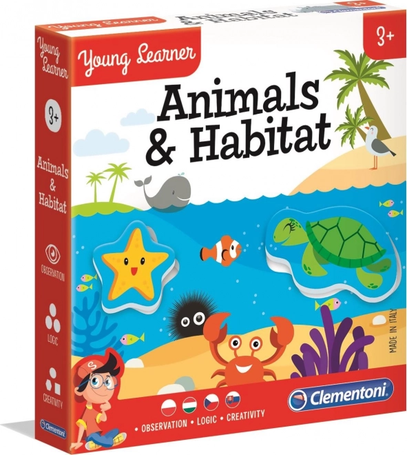 Clementoni Young Learner: zwierzęta i ich środowiska puzzle 6×3 elementy