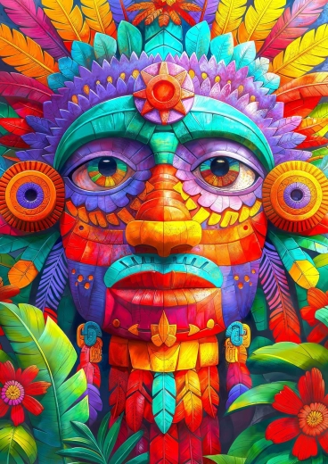 Ciesz się puzzlami Kolorowy Totem 1000 elementów