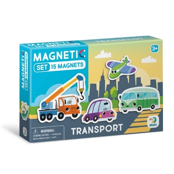 Magnesy Środki Transportu 15 sztuk w pudełku 17x11x3cm