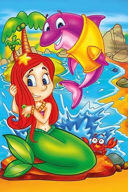 drewniane puzzle syrena i jej przyjaciele 16 elementów