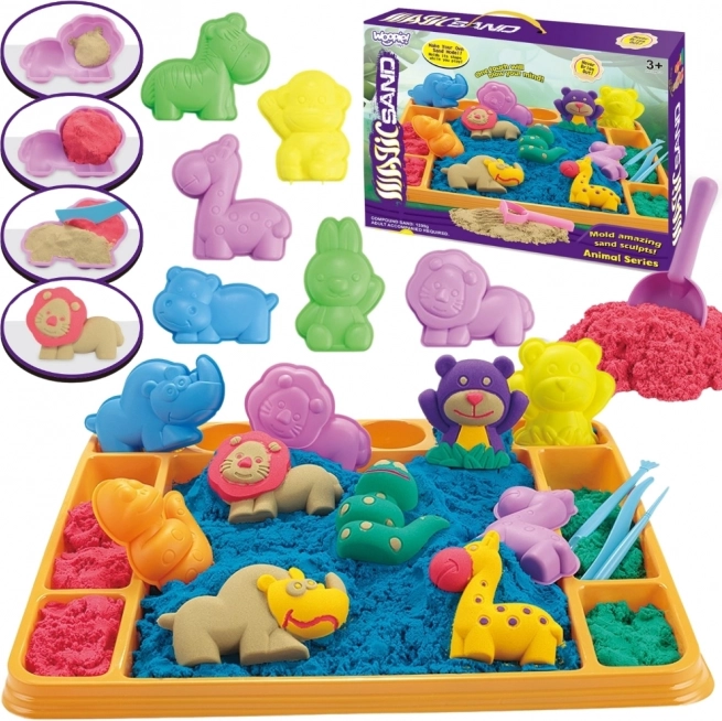 Woopie Magiczny Piasek Safari Przygodowy Zestaw XL ZOO ze Stolikiem i Foremkami