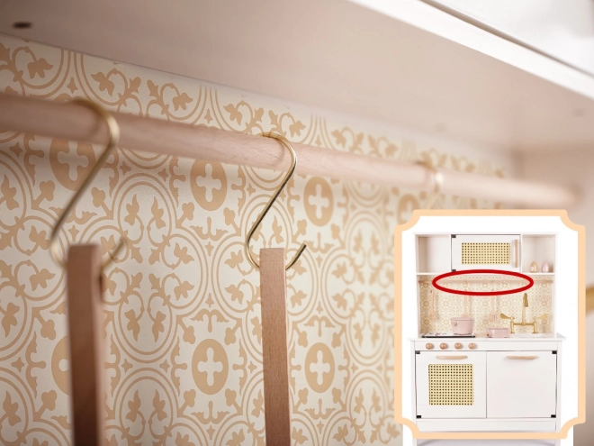 Dziecięca drewniana retro kuchnia z akcesoriami Boho