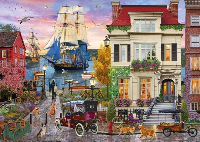 Puzzle statek w porcie 1000 elementów