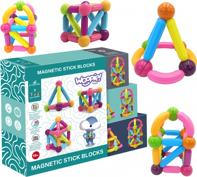 Woopie magnetyczne klocki edukacyjne duże 28 szt