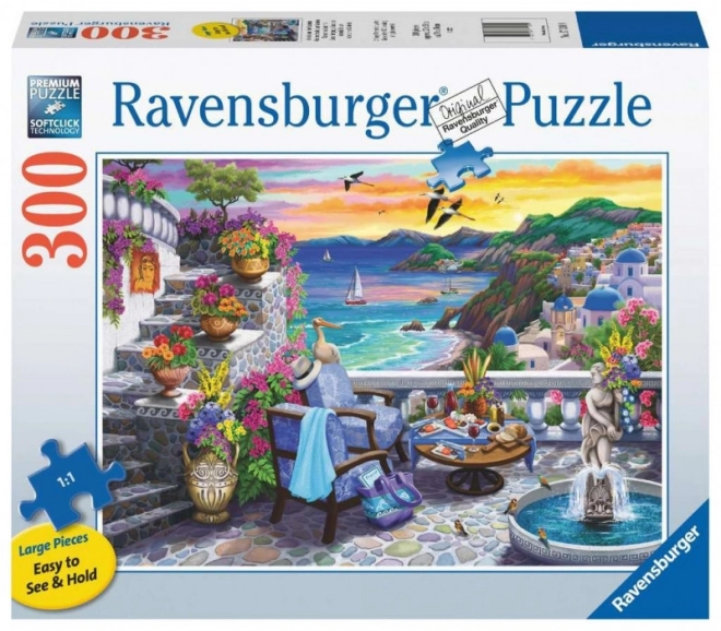 Wielkoformatowe puzzle 2D Zachód słońca nad Santorini 300 elementów