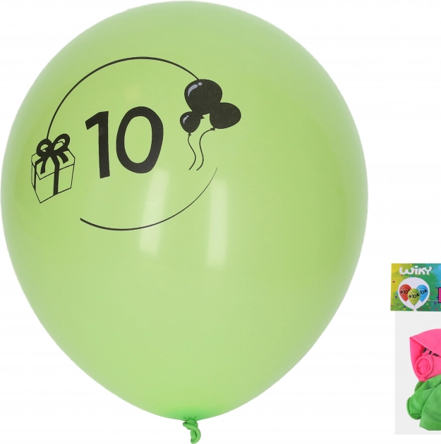 Balony do dmuchania 30 cm z liczbą 10 – zestaw 5 szt.