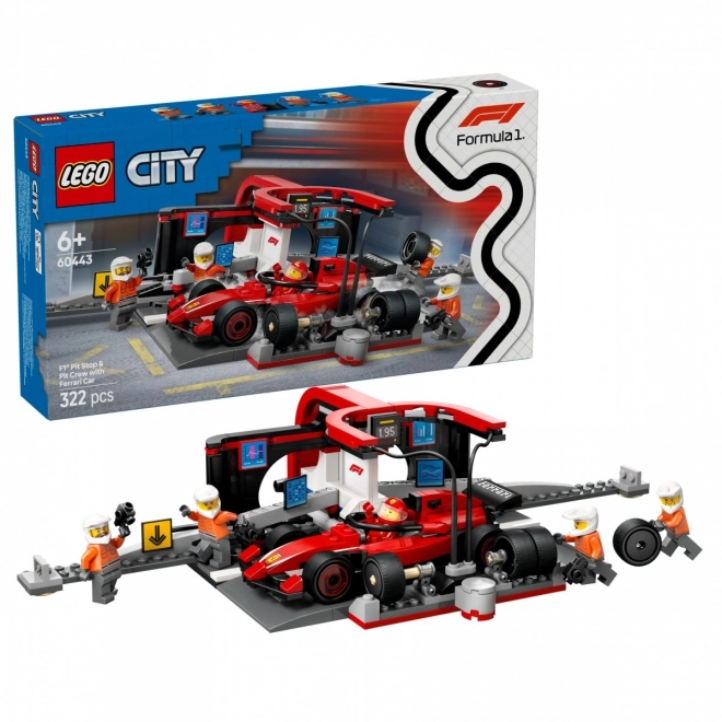 LEGO City 60443 Stacja Pit-Stop F1 z mechanikami i samochodem Ferrari