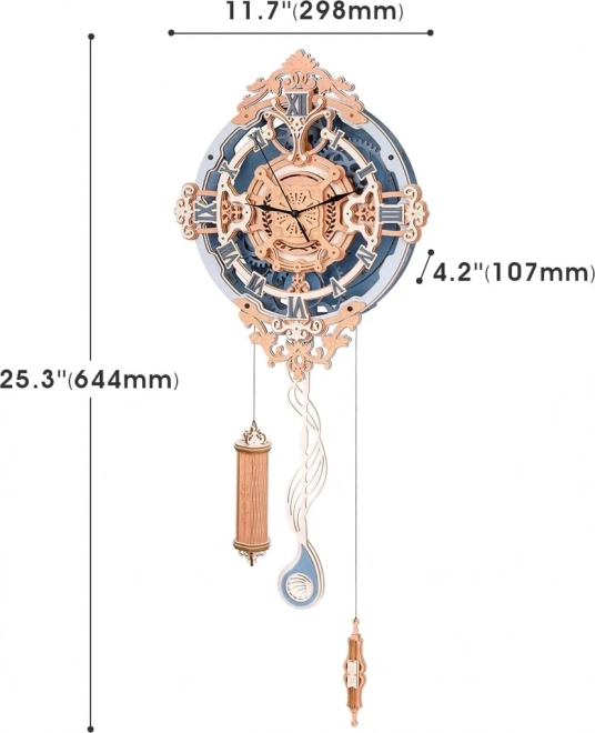 RoboTime 3D drewniane mechaniczne puzzle - Zegar ścienny