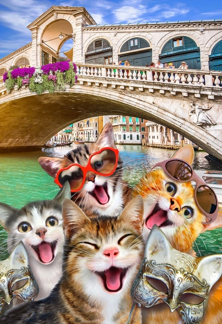 Drewniane puzzle Kocięta w Wenecji 2w1