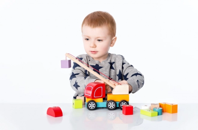 CUBIKA 13982 Żuraw samochodowy z magnesem - drewniana układanka 14 części