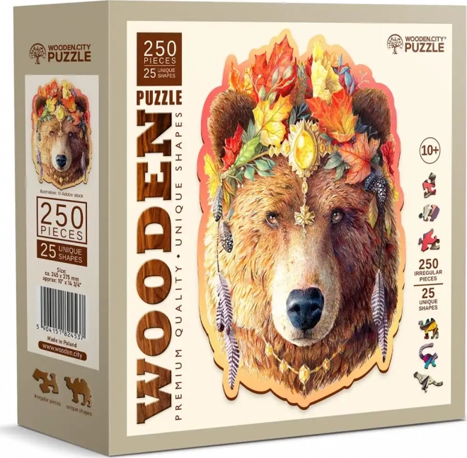 WOODEN CITY Drewniane puzzle Stylowy niedźwiedź 250 elementów EKO