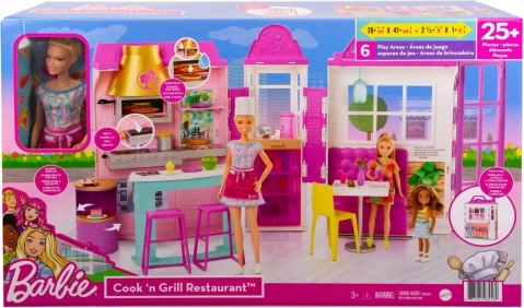 Barbie restauracja – zestaw do zabawy z akcesoriami i lalką