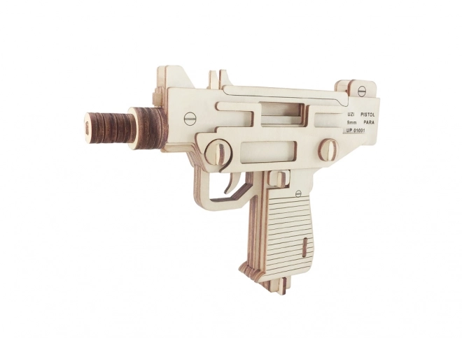 Drewniane 3D Puzzle Pistolet UZI