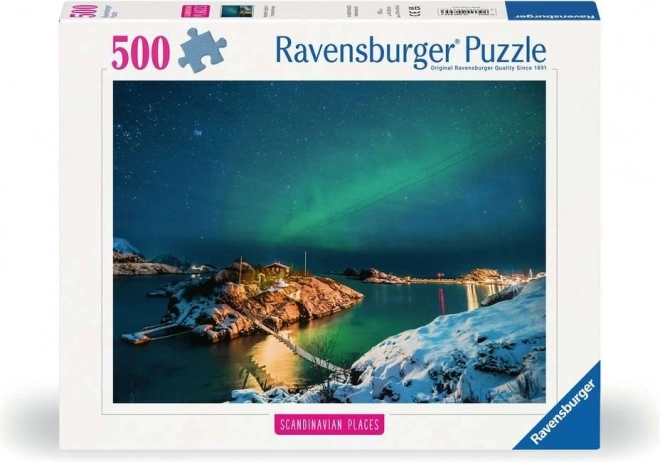 Puzzle 500 elementów Zorza Polarna nad Bergsfjordem