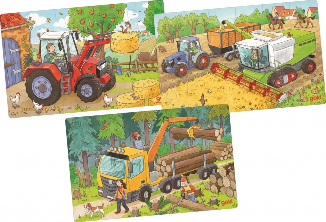 Goki drewniane puzzle maszyny rolnicze