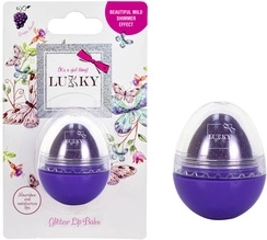 LUKKY balsam do ust z brokatem w kształcie jajka, fioletowy