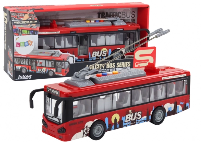 Trolejbus 1:16 Światła Dźwięki Napęd Czerwony