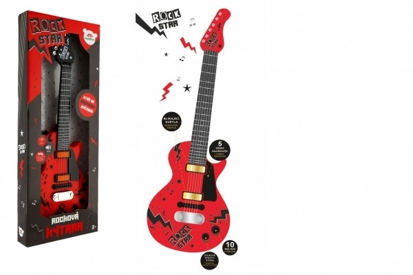 Gitara elektryczna ROCK STAR plastikowa 58cm na baterie z dźwiękiem, światłem w pudełku 24x62x5,5cm