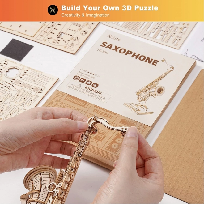 Saksofon - 3D drewniana układanka