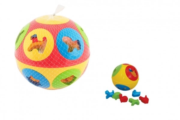 Układanka kula plastik średnica 13cm 2 kolory w siatce 12m+