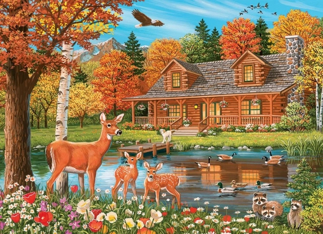 COBBLE HILL Rodzinne puzzle Staw przy domku 350 elementów