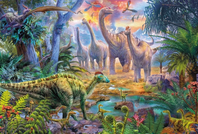 SCHMIDT Puzzle Dinozaury 4w1 w metalowej walizce (60,60,100,100 elementów)