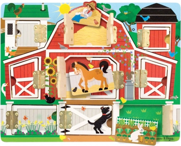 Drewniana farma z drzwiczkami Hide & Seek od Melissa & Doug
