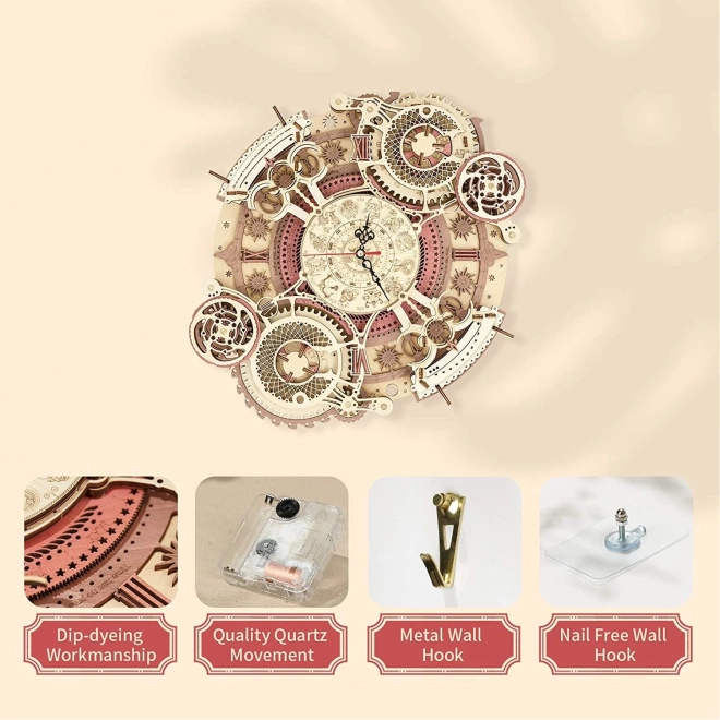 RoboTime 3D drewniane mechaniczne puzzle Zegar z kalendarzem