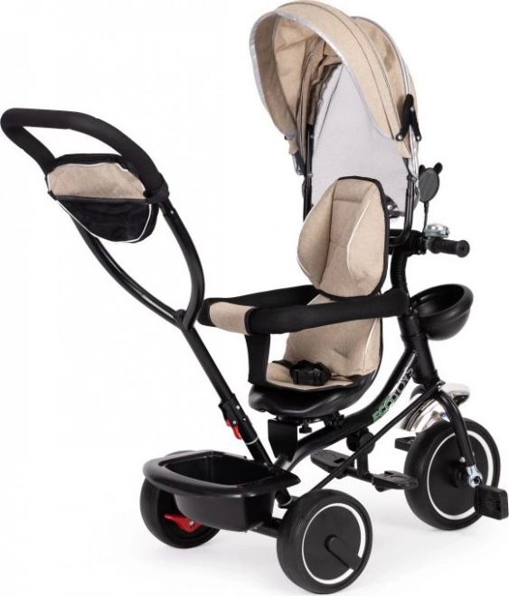 ECOTOYS Trójkołowiec z dachem i drążkiem kierowniczym beżowy