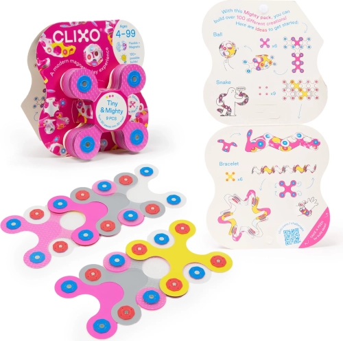 Clixo Tiny & Mighty Sparkle – magnetyczna błyszcząca układanka 9 szt.