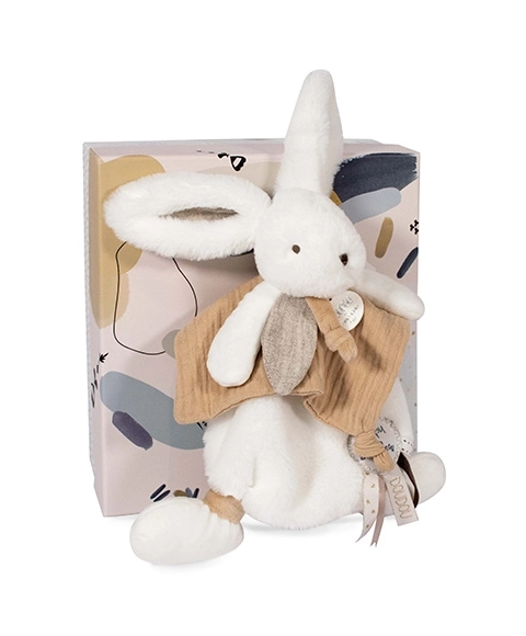 Doudou pluszowy króliczek z przytulanką beżowy 25 cm