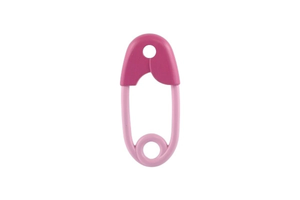 Grzechotka agrafka plastikowa 12cm różowa 12x19cm w woreczku 0+