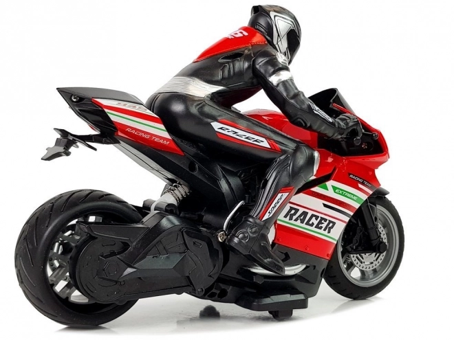 Sportowy motocykl wyścigowy zdalnie sterowany 2.4G Zasięg 35m Czerwony