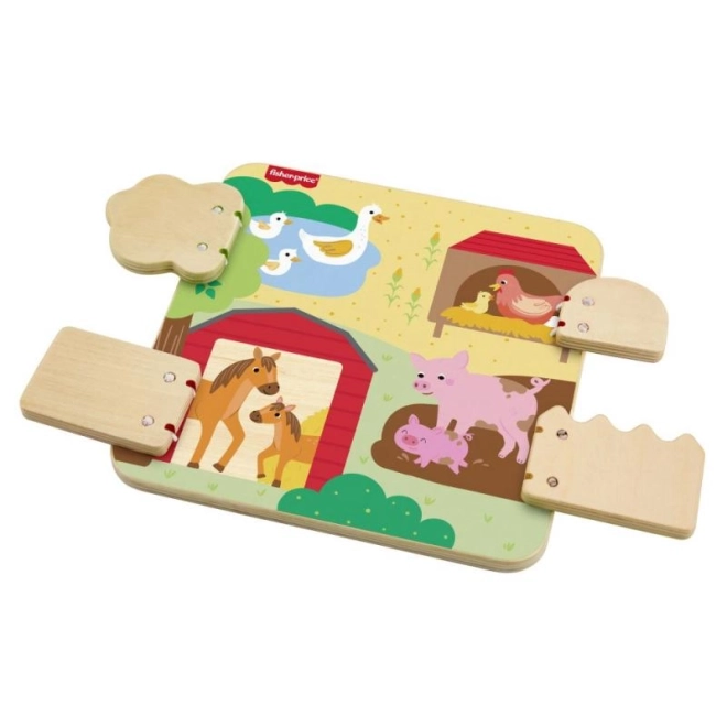 Fisher-Price Drewniana zabawa w chowanego ze zwierzętami