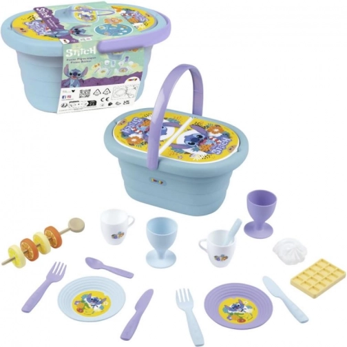 Dziecięcy kosz piknikowy STITCH z akcesoriami