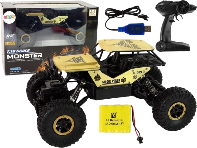 RC auto terenowe 1:18 czarno-złote z wysokimi kołami