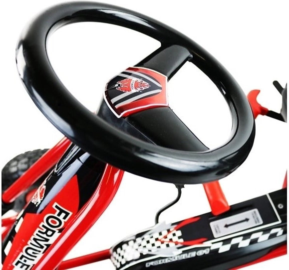 Pedałowy gokart powietrzny + Nadmuchiwane opony + Regulowane siedzenie – Czerwona