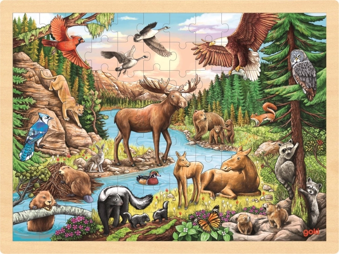 GOKI drewniane puzzle Dzika przyroda Ameryki Północnej 96 elementów