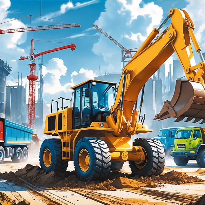 Puzzle Traktor z koparkoładowarką 60 elementów