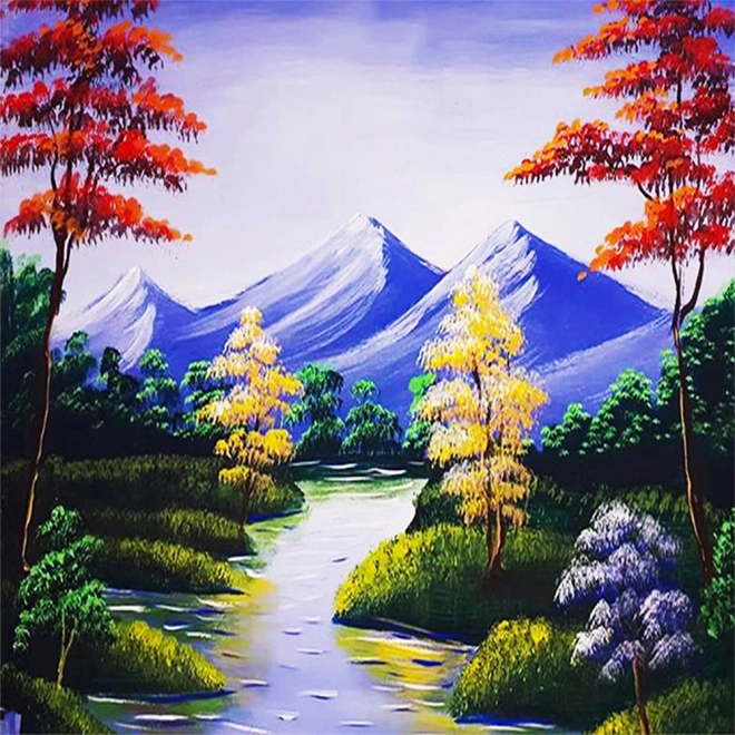 Diamentowe malowanie Górski potok 30x40 cm