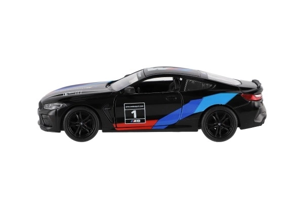 Samochód Kinsmart BMW M8 Competition Coupé 1:38 metal/plast 12,5cm 4 kolory na napęd wsteczny 12 sztuk w pudełku