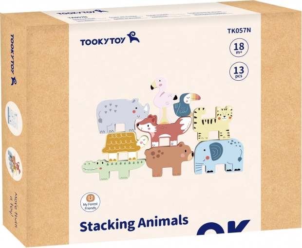 Drewniane kostki zwierzątka Montessori 9 szt. od Tooky Toy