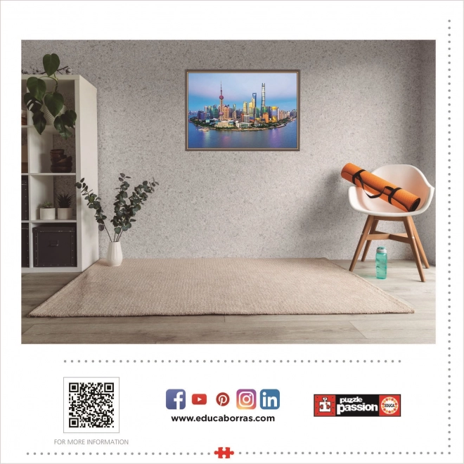 Educa Puzzle Panorama Szanghaj o zachodzie słońca 1000 elementów