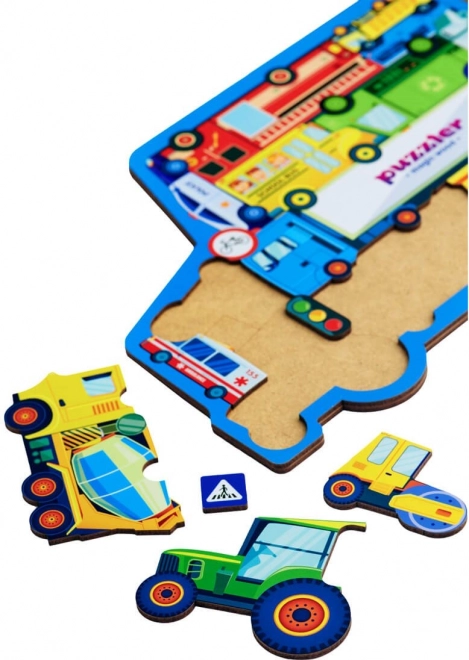 WOODLIKA Drewniane puzzle Świat środków transportu 18 elementów
